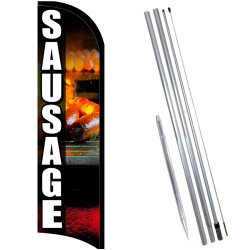 SAUSAGE Premium Windless  Feather Flag Bundle (Complete Kit) OR Optional Replacement Flag Only