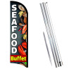 Seafood Buffet Premium Windless  Feather Flag Bundle (Complete Kit) OR Optional Replacement Flag Only