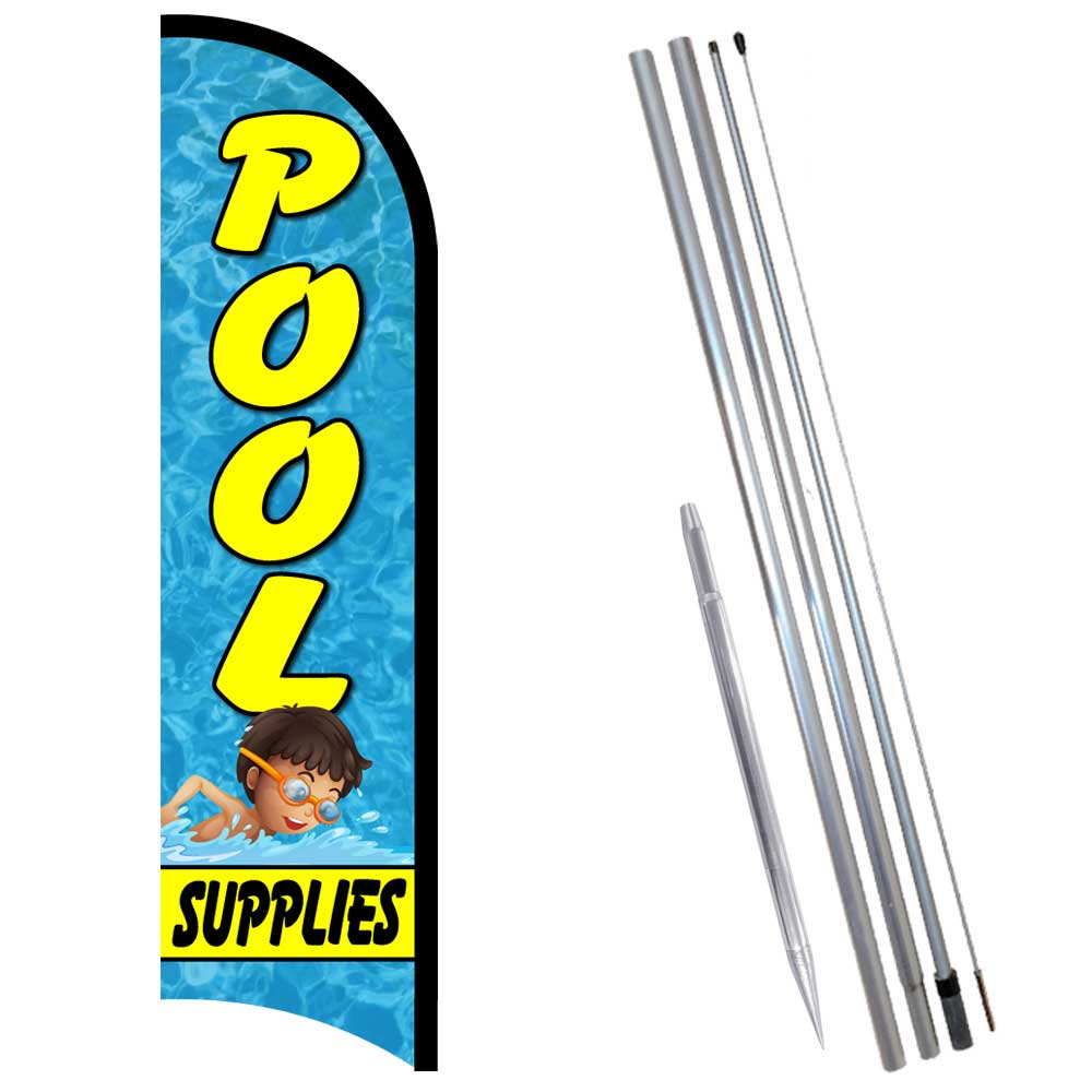 Pool Supplies Premium Windless Feather Flag Bundle (Complete Kit) OR Optional R