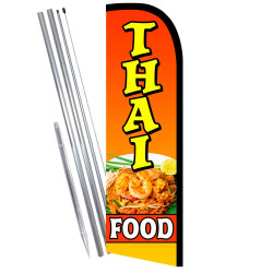 Thai Food Premium Windless  Feather Flag Bundle (Complete Kit) OR Optional Replacement Flag Only
