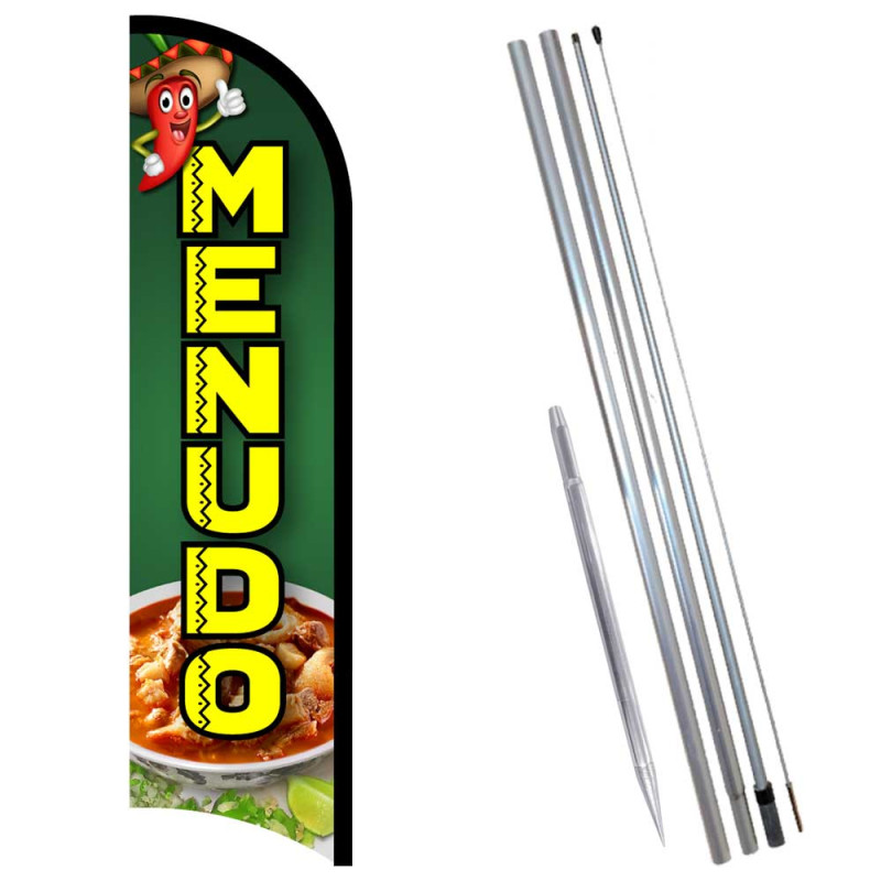 MENUDO Premium Windless  Feather Flag Bundle (Complete Kit) OR Optional Replacement Flag Only