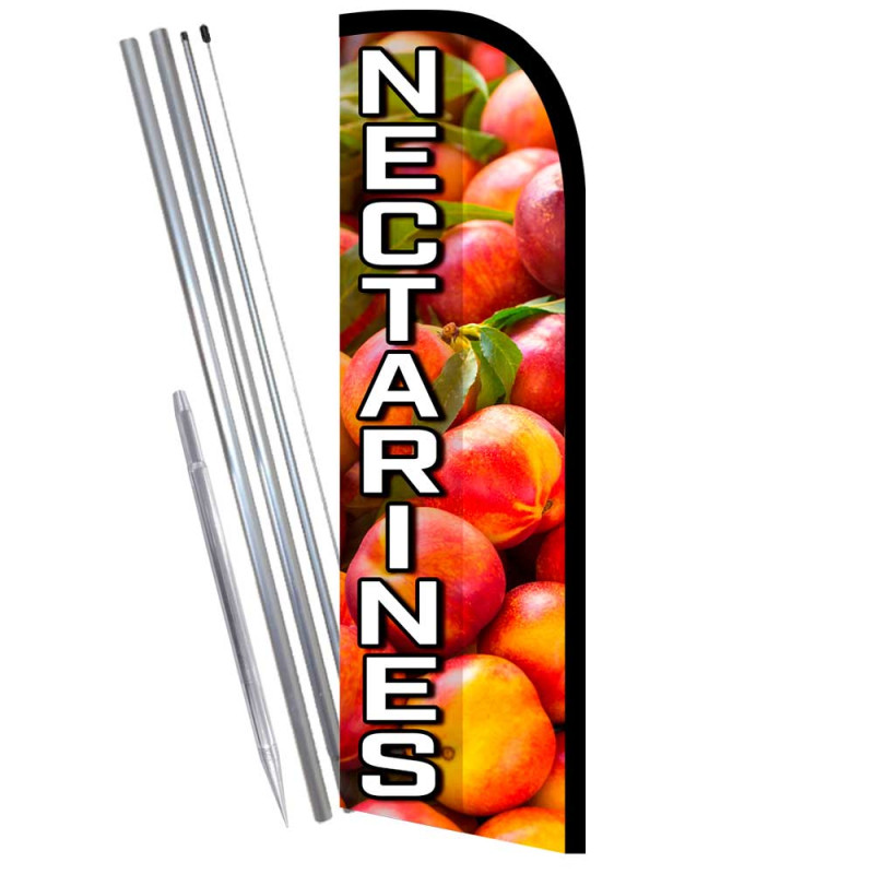 Nectarines Premium Windless  Feather Flag Bundle (Complete Kit) OR Optional Replacement Flag Only