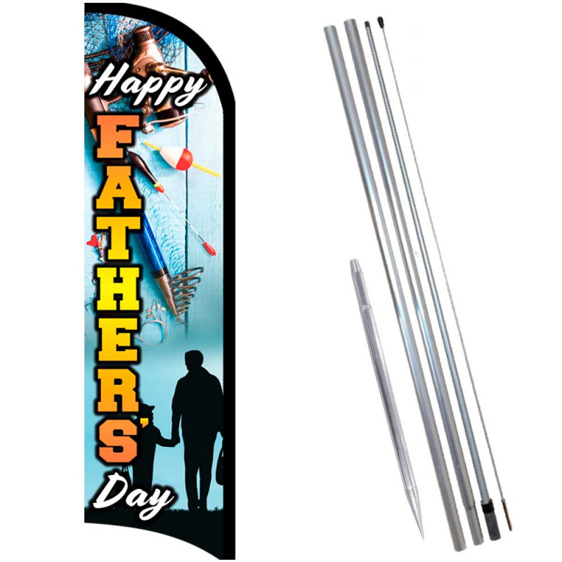 Father's Day Premium Windless  Feather Flag Bundle (Complete Kit) OR Optional Replacement Flag Only