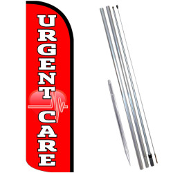 URGENT CARE (Red/White) Windless Feather Flag Bundle (Complete Kit) OR Optional Replacement Flag Only