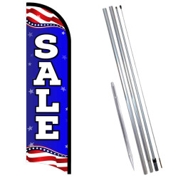 SALE (Patriotic) Premium Windless  Feather Flag Bundle (Complete Kit) OR Optional Replacement Flag Only