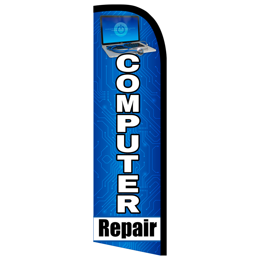 Computer Repair Premium Windless Feather Flag Bundle (Complete Kit) OR ...