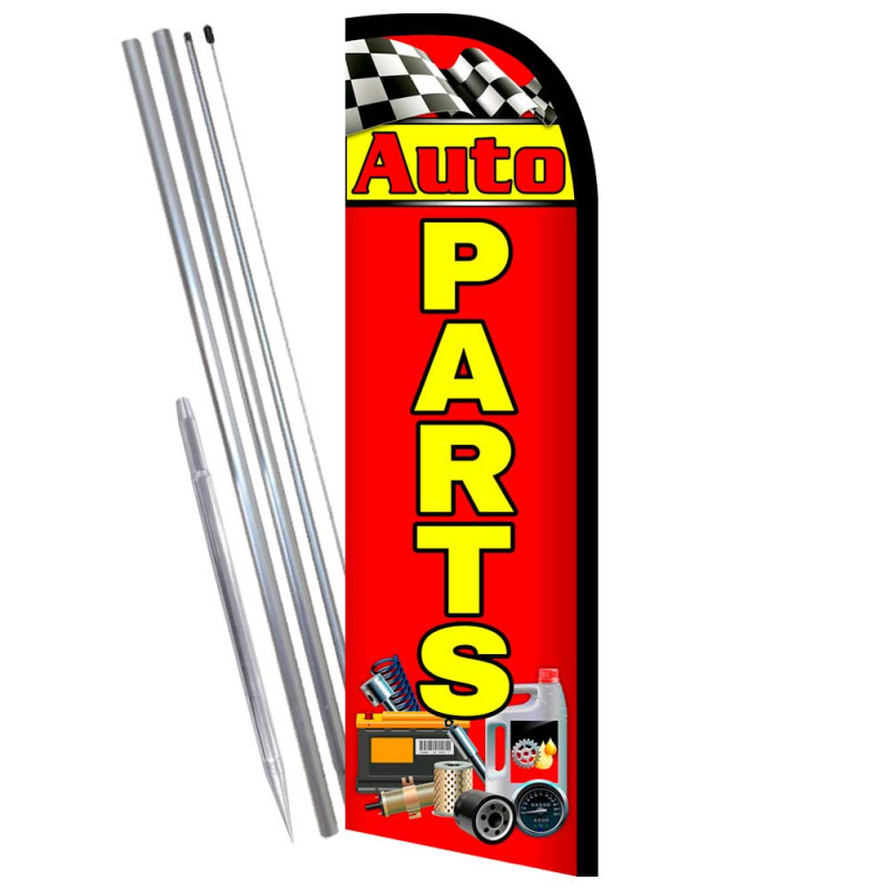 Auto Parts Premium Windless  Feather Flag Bundle (Complete Kit) OR Optional Replacement Flag Only