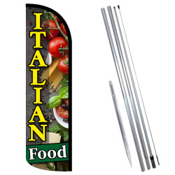 Italian Food Premium Windless  Feather Flag Bundle (Complete Kit) OR Optional Replacement Flag Only