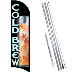 COLD BREW Premium Windless  Feather Flag Bundle (Complete Kit) OR Optional Replacement Flag Only
