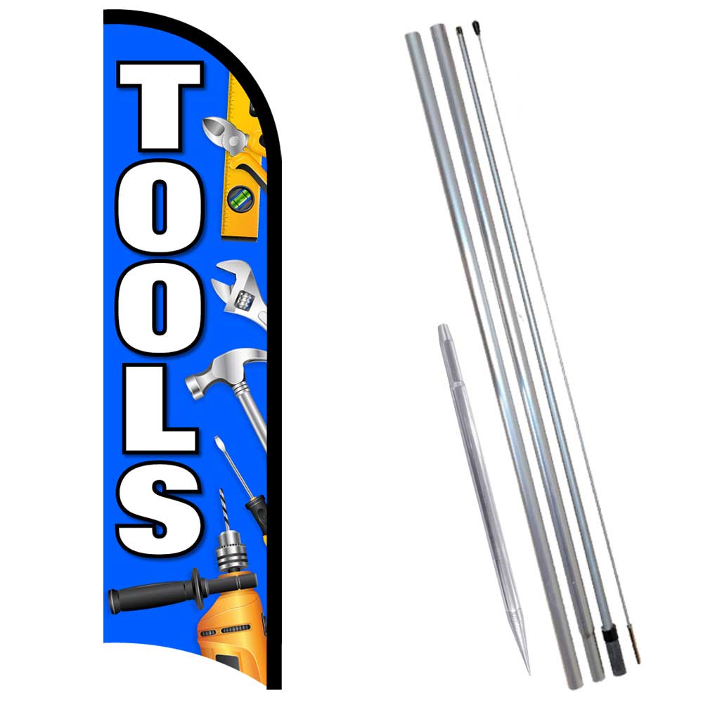 TOOLS Premium Windless Feather Flag Bundle (Complete Kit) OR Optional Replaceme