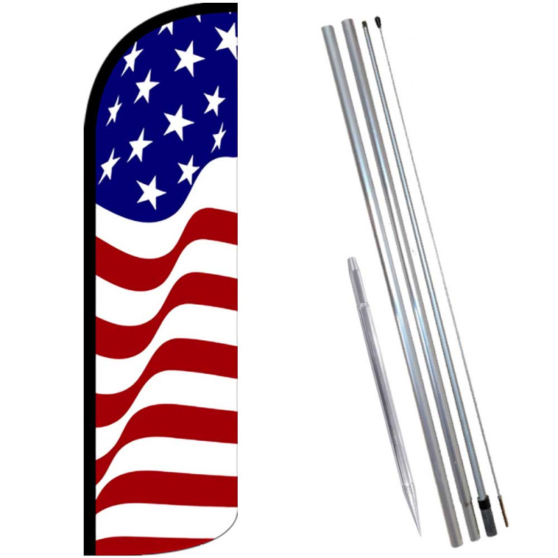 AMERICAN GLORY Windless Feather Flag Bundle (Complete Kit) OR Optional Replacement Flag Only