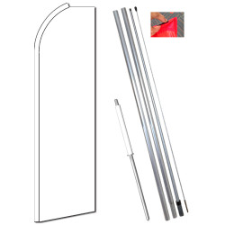 Solid WHITE Flutter Feather Flag Bundle (11.5' Tall Flag, 15' Tall Flagpole, Ground Mount Stake)
