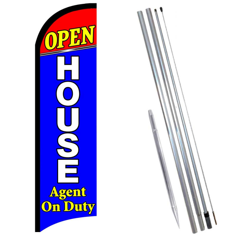 Open House Agent Inside Premium Windless  Feather Flag Bundle (Complete Kit) OR Optional Replacement Flag Only