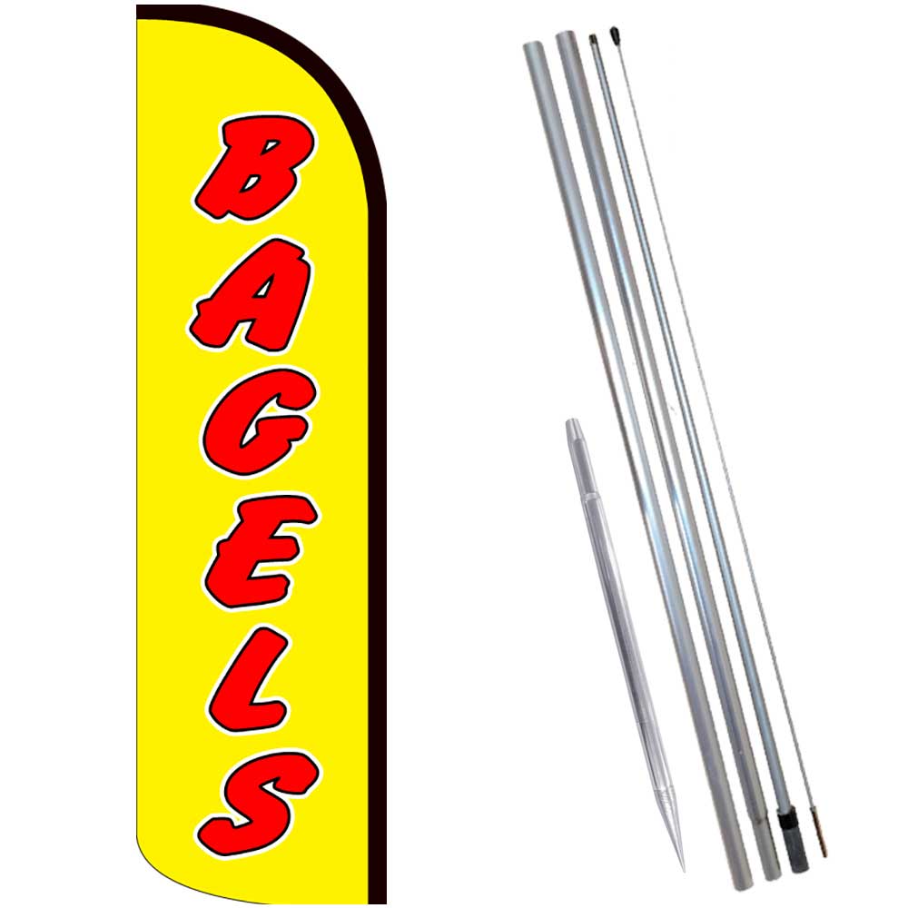 BAGELS Windless Feather Flag Bundle (Complete Kit) OR Optional Replacement Flag