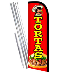TORTAS Premium Windless  Feather Flag Bundle (Complete Kit) OR Optional Replacement Flag Only