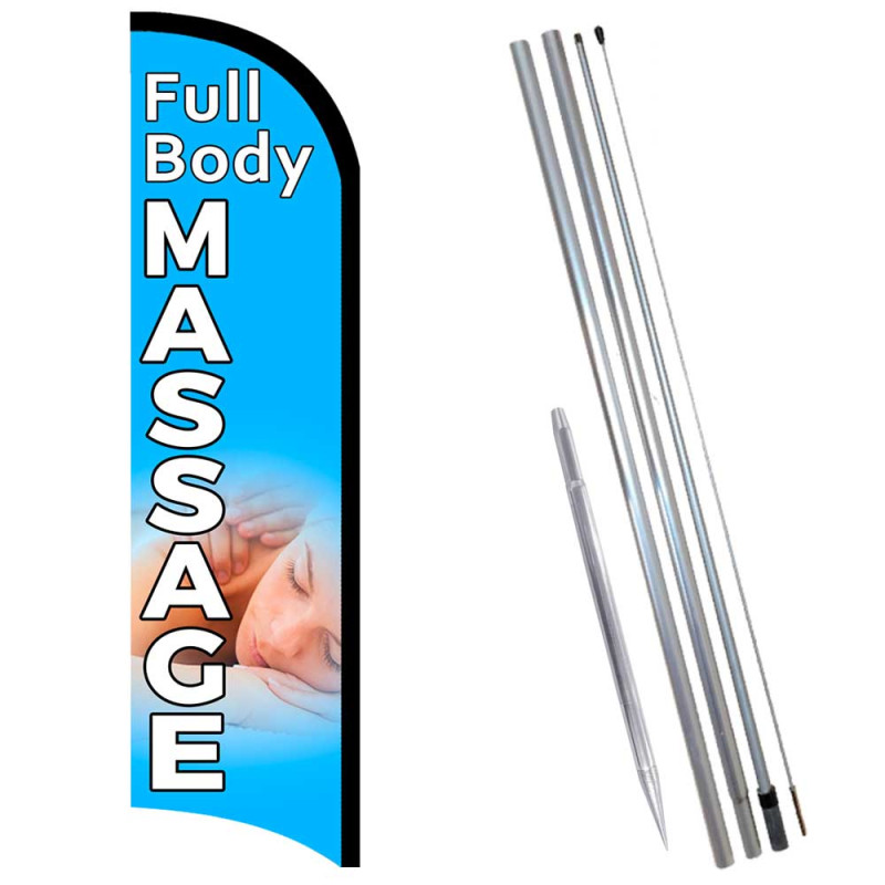 Full Body Massage Premium Windless  Feather Flag Bundle (Complete Kit) OR Optional Replacement Flag Only
