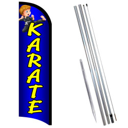 KARATE Premium Windless  Feather Flag Bundle (Complete Kit) OR Optional Replacement Flag Only