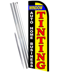 WINDOW TINTING Auto Home Business Premium Windless Feather Flag Bundle (Complete Kit) OR Optional Replacement Flag Only