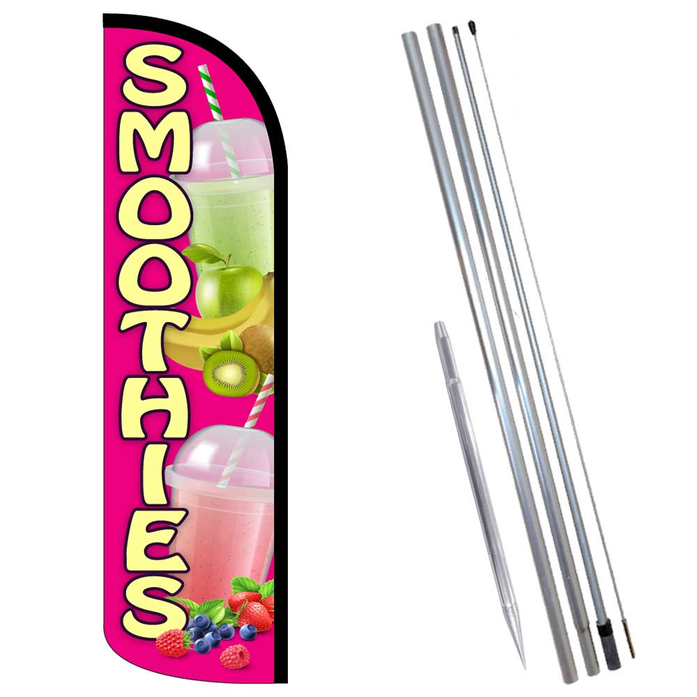 Smoothies Premium Windless Feather Flag Bundle (Complete Kit) OR Optional Repla