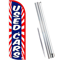 Used Cars (Starburst) Windless Feather Flag Bundle (Complete Kit) OR Optional Replacement Flag Only