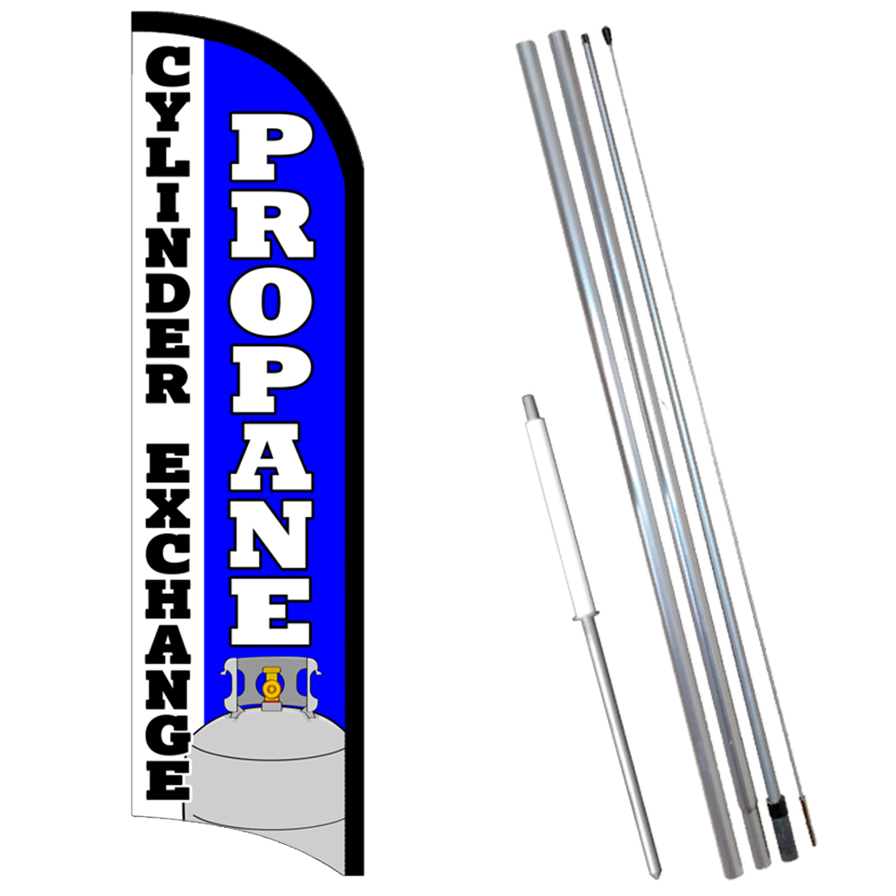 PROPANE Cylinder Exchange Premium Windless Feather Flag Bundle (Complete Kit) O