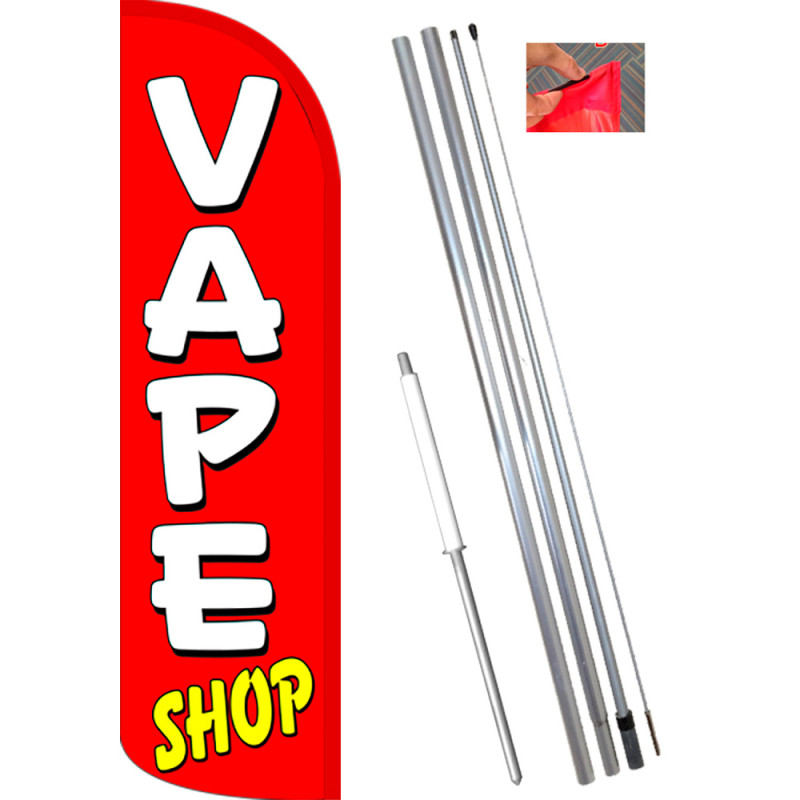 VAPE SHOP Windless Feather Flag Bundle (Complete Kit) OR Optional Replacement Flag Only