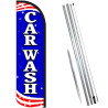 CAR WASH (Patriotic) Windless Feather Flag Bundle (Complete Kit) OR Optional Replacement Flag Only