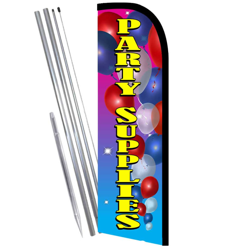 Party Supplies Premium Windless  Feather Flag Bundle (Complete Kit) OR Optional Replacement Flag Only