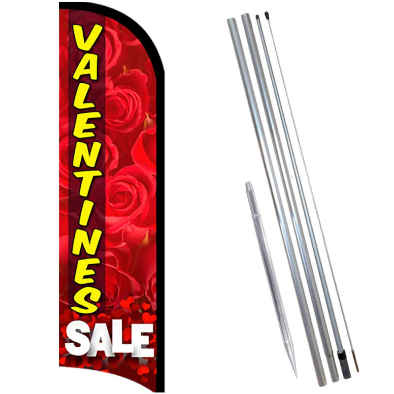 Valentines Sale Premium Windless  Feather Flag Bundle (Complete Kit) OR Optional Replacement Flag Only