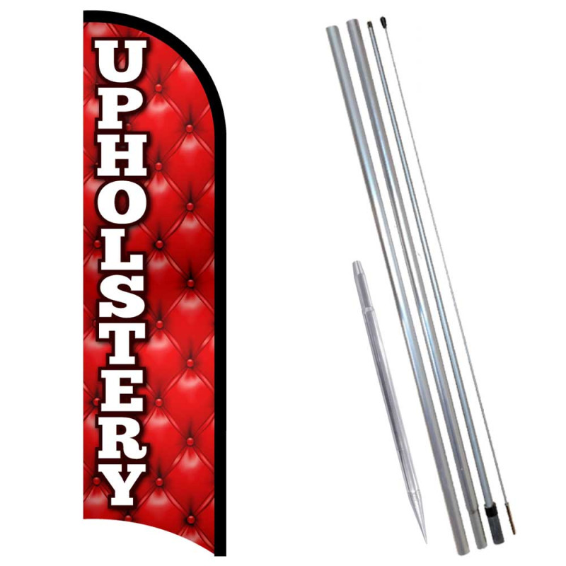 UPHOLSTERY Premium Windless  Feather Flag Bundle (Complete Kit) OR Optional Replacement Flag Only