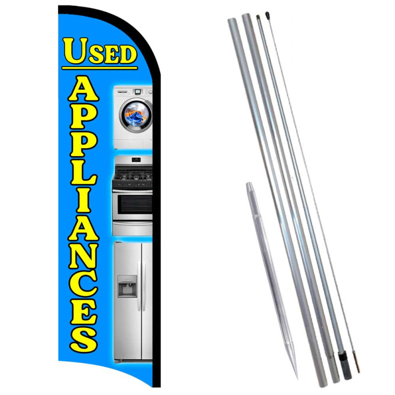 Used Appliances Premium Windless  Feather Flag Bundle (Complete Kit) OR Optional Replacement Flag Only