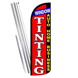 WINDOW TINTING Auto Home Business Windless Feather Flag Bundle (Complete Kit) OR Optional Replacement Flag Only