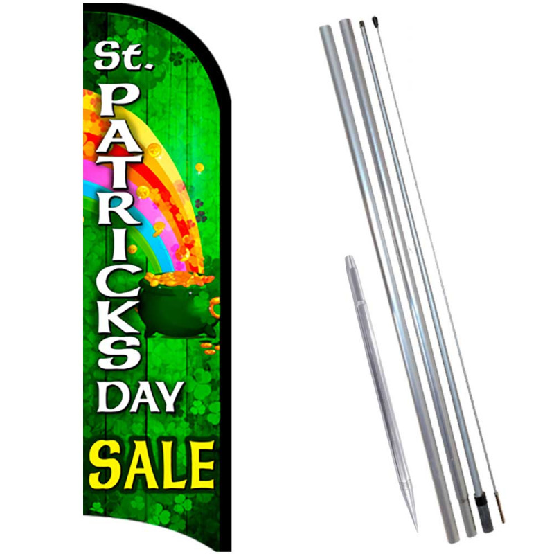 Happy St Patricks Day Sale Premium Windless  Feather Flag Bundle (Complete Kit) OR Optional Replacement Flag Only