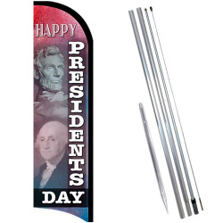Happy Presidents Day Premium Windless  Feather Flag Bundle (Complete Kit) OR Optional Replacement Flag Only