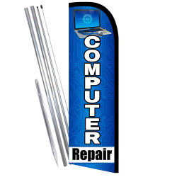Computer Repair Premium Windless  Feather Flag Bundle (Complete Kit) OR Optional Replacement Flag Only