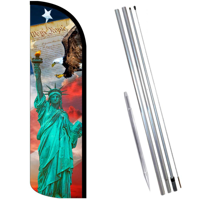 America's Symbols Windless Feather Flag Bundle (Complete Kit) OR Optional Replacement Flag Only