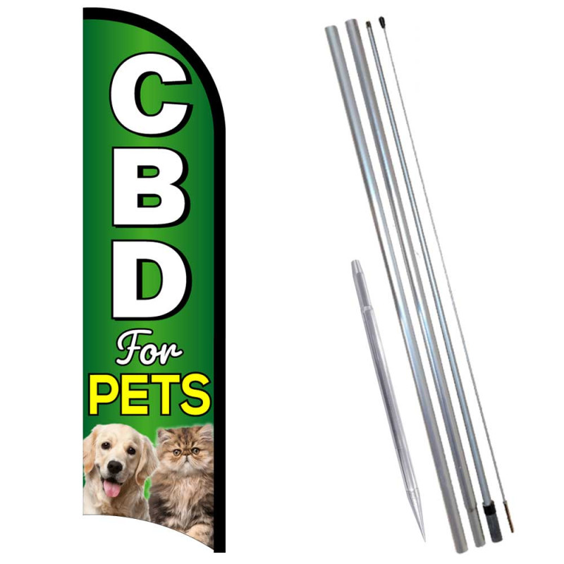 CBD For Pets Premium Windless  Feather Flag Bundle (Complete Kit) OR Optional Replacement Flag Only
