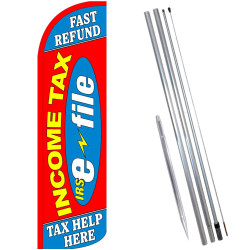 INCOME TAX FAST REFUND Windless Feather Flag Bundle (Complete Kit) OR Optional Replacement Flag Only