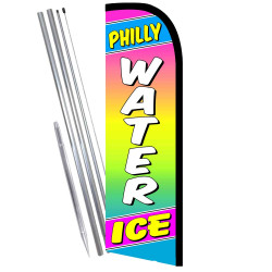 Philly Water Ice Premium Windless  Feather Flag Bundle (Complete Kit) OR Optional Replacement Flag Only