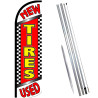 New Used Tires Windless Feather Flag Bundle (Complete Kit) OR Optional Replacement Flag Only