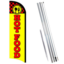HOT FOOD Premium Windless  Feather Flag Bundle (Complete Kit) OR Optional Replacement Flag Only