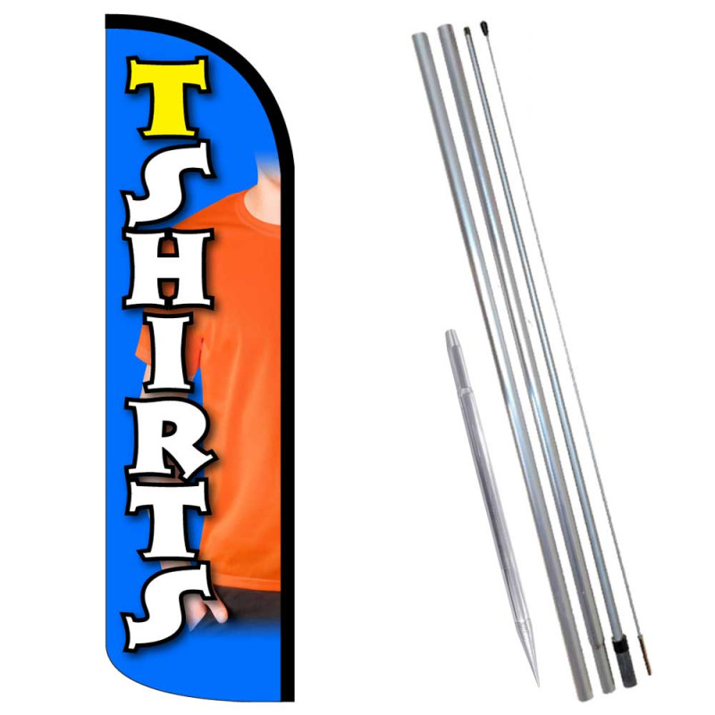 T-Shirts Premium Windless Feather Flag Bundle (Complete Kit) OR Optional Replacement Flag Only