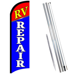 RV Repair Premium Windless  Feather Flag Bundle (Complete Kit) OR Optional Replacement Flag Only