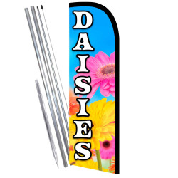 Daisies Premium Windless  Feather Flag Bundle (Complete Kit) OR Optional Replacement Flag Only