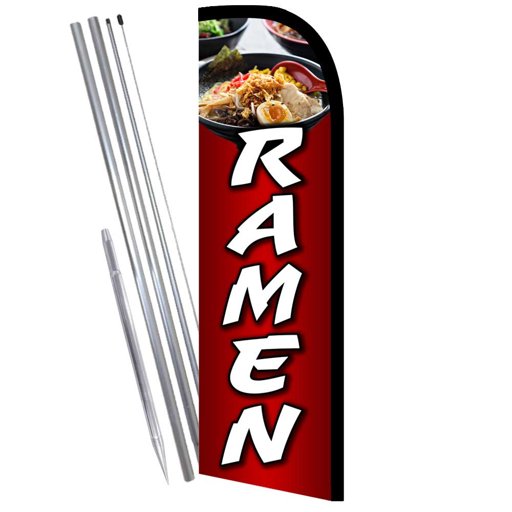 RAMEN Premium Windless Feather Flag Bundle (Complete Kit) OR Optional Replaceme