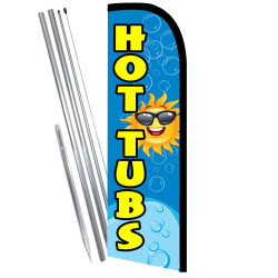 HOT TUBS Premium Windless  Feather Flag Bundle (Complete Kit) OR Optional Replacement Flag Only
