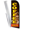 Coffee Shop (Brown/Yellow) Windless Feather Flag Bundle (Complete Kit) OR Optional Replacement Flag Only