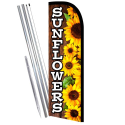 Sunflowers Premium Windless  Feather Flag Bundle (Complete Kit) OR Optional Replacement Flag Only