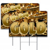 We Buy GOLD 2 Pack Double-Sided Yard Signs 16" x 24" with Metal Stakes (Made in Texas)