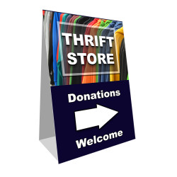 Thrift Store Donations Welcome Economy A-Frame Sign
